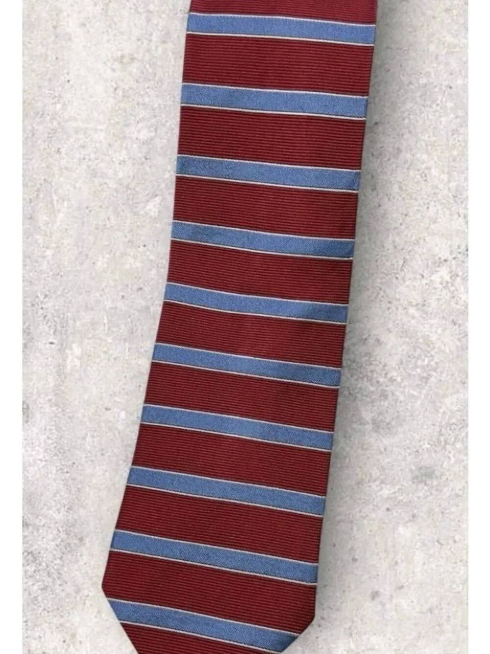BROOKS BROTHERS Silk Tie USA XL Red Blue Striped W:3.6